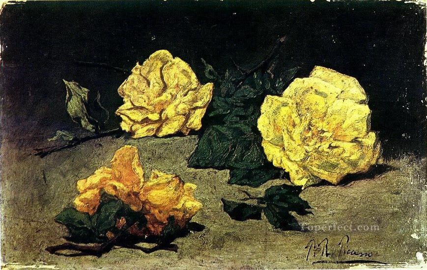 Tres rosas amarillas 1898 cubista Pablo Picasso Pintura al óleo